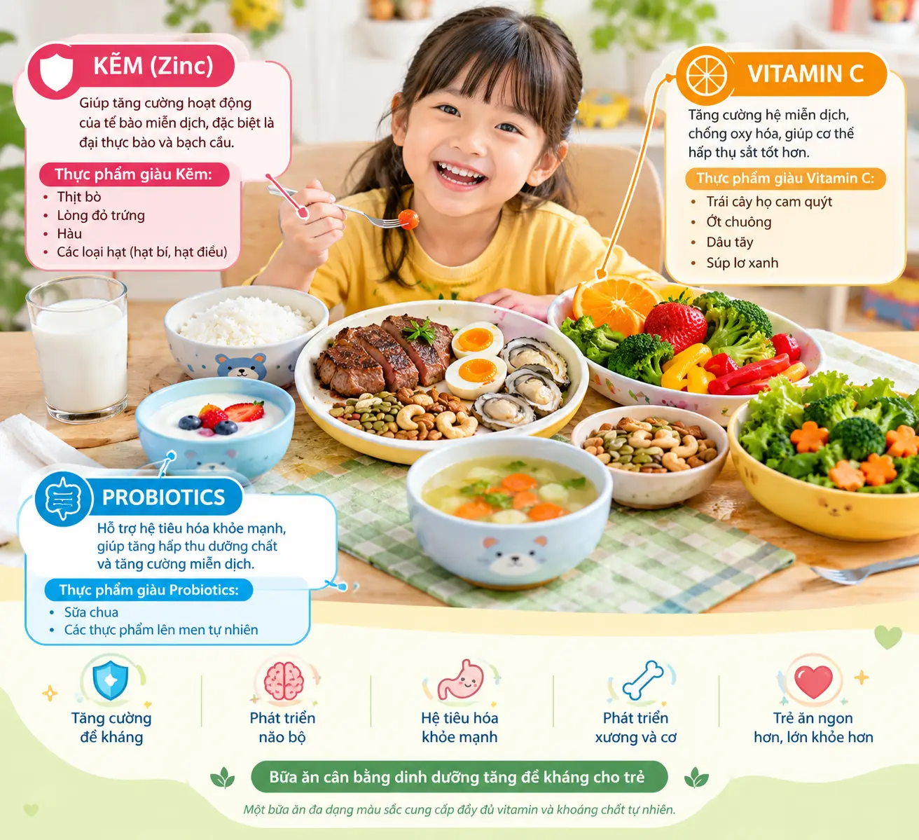 Bữa ăn cân bằng dinh dưỡng tăng đề kháng cho trẻ