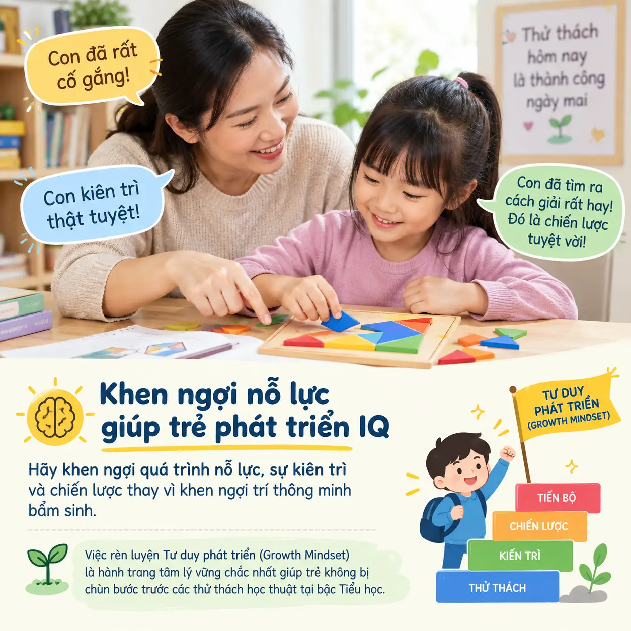 Khen ngợi nỗ lực giúp trẻ phát triển IQ