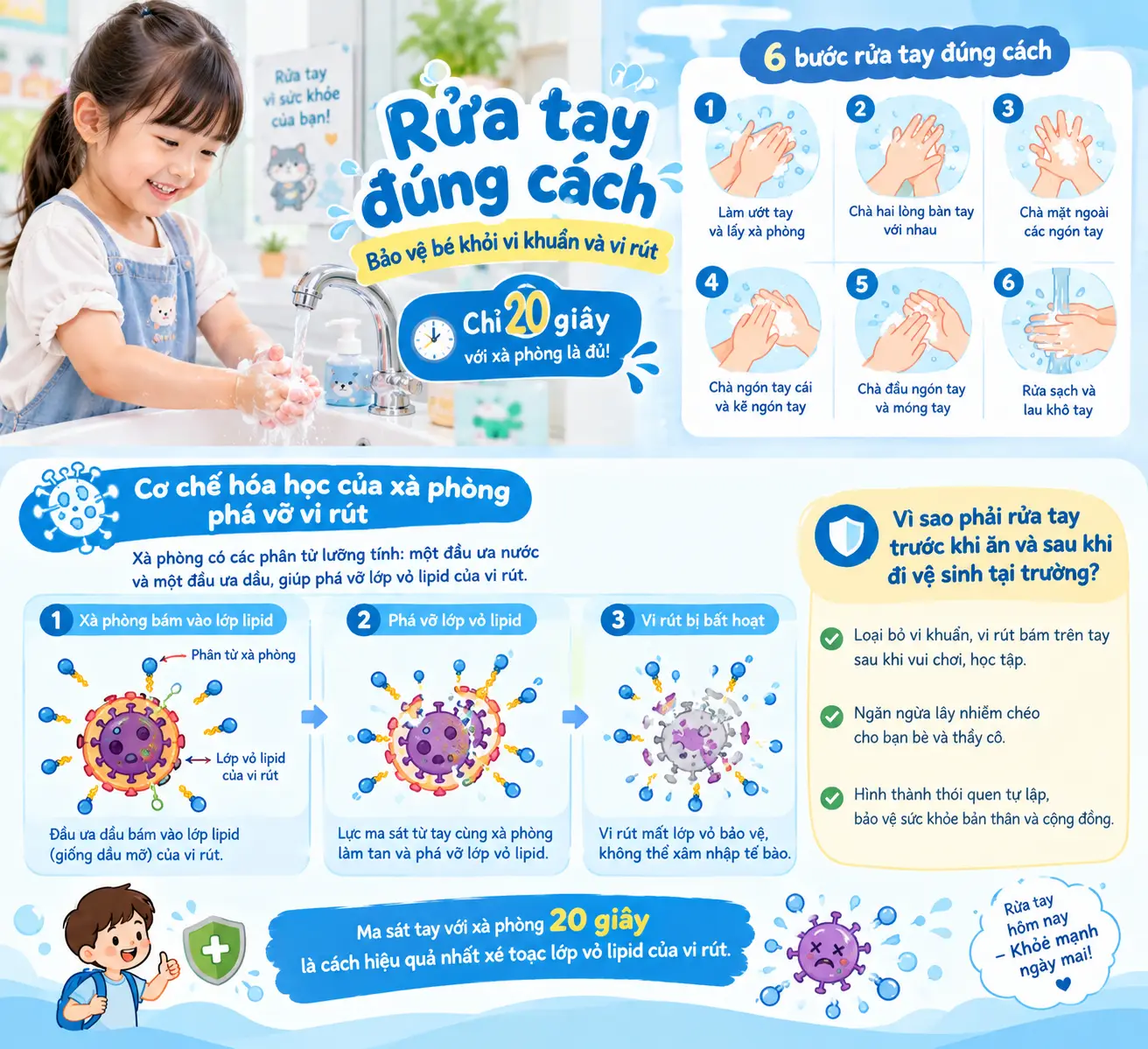 Cơ chế hóa học của xà phòng phá vỡ vi rút
