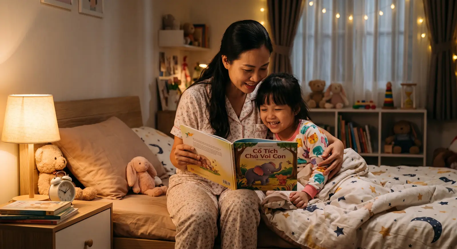 Phụ huynh trò chuyện cùng con trước khi ngủ giúp phát triển IQ EQ AQ